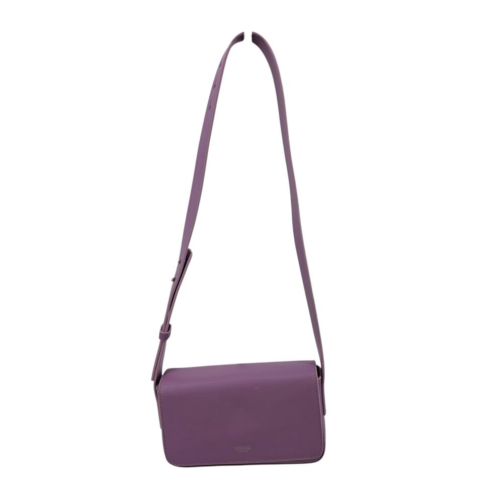 Misuri Firenze Purple Italian Leather Small Foldover Baguette Crossbody Bag